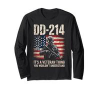 DD-214 Military Separation Pride - American Vet Flag Art USA Long Sleeve T-Shirt