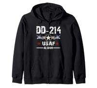 DD-214 US Air Force Alumni USA Flag Military USAF Zip Hoodie