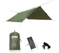 DD Hammocks - DD Tarp 3x3 - Forest Green - Lightweight & 100% Waterproof Tough Tarp with 4x Pegs and Guy Lines for Camping Bushcraft & Scout Adventure