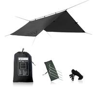 DD Hammocks - DD Tarp 3x3 - Jet Black - Lightweight and 100% Waterproof Camping Shelter with 4x Pegs and Guy Lines for Bushcraft Hiking and Survival Adventure