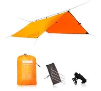 DD Hammocks - DD Tarp 3x3 - Sunset Orange - Lightweight & 100% Waterproof Tarp Shelter with 4x Pegs and Guy Lines for Camping Scouts & Hiking Adventure