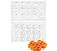 DD-life 2 Pcs 15 Cavity Honeycomb Bee Silicone Fondant Mold,Bee Candy Silicone Mold,Silicone Honeycomb Molds for Chocolate Candy Cake Cupcake (White)