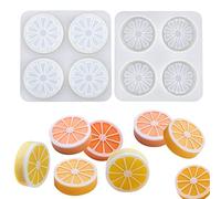 DD-life 2 Pcs 4 Cavity Lemon Slice Silicone Molds Orange Slice Silicone Molds for Handmade SoapCake Decorating DIY Fondant Candy Making Chocolate Pudding Mousse Cupcake Topper Birthday Party Moulds
