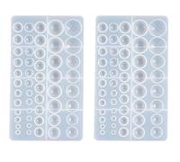 DD-life 2 Pcs Cabochon Gem Silicone Mold, Clear Round Silicone Mold for Making Earrings Jewelry Making Crafting Projects(Large)