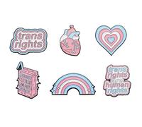 DD-life 6 Pcs Trans Rights Are Human Rights Transgender Pride Lapel Pin Badge Rainbow Enamel Heart Organ Lapel Pin Badge Rainbow Pride Brooch Cartoon Milk Box