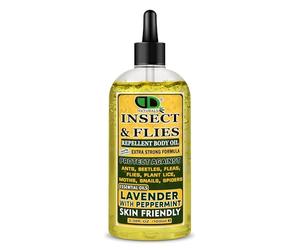 DD Teck Lavender & Peppermint Insect Repellent Body Oil - Essential Oil Formula - Helps Repel Flies, Mosquitoes, Ants, Fleas, Beetles & Spiders Indoors & Outdoors (100ml Clear Dropper)