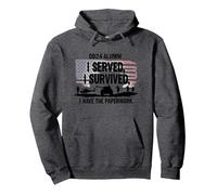 DD214 Alumni: I Served, I Survived, I Have The Paperwork Pullover Hoodie, Adult Unisex, Dark Heather Grey, XXL