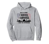 DD214 Alumni: I Served, I Survived, I Have The Paperwork Pullover Hoodie, Adult Unisex, Heather Grey, M