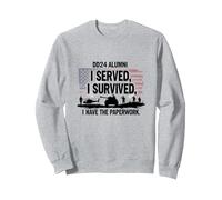 DD214 Alumni: I Served, I Survived, I Have The Paperwork Sweatshirt, Adult Unisex, Heather Grey, S