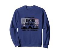 DD214 Alumni: I Served, I Survived, I Have The Paperwork Sweatshirt, Adult Unisex, Navy, XL