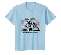 DD214 Alumni: I Served, I Survived, I Have The Paperwork T-Shirt, Kids, Baby Blue, 12 Years