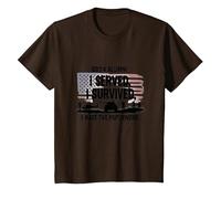 DD214 Alumni: I Served, I Survived, I Have The Paperwork T-Shirt, Kids, Brown, 8 Years