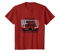 DD214 Alumni: I Served, I Survived, I Have The Paperwork T-Shirt, Kids, Cranberry, 8 Years