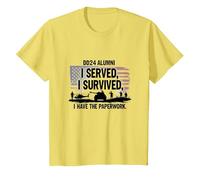 DD214 Alumni: I Served, I Survived, I Have The Paperwork T-Shirt, Kids, Lemon, 4 Years