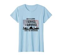 DD214 Alumni: I Served, I Survived, I Have The Paperwork T-Shirt, Women, Baby Blue, L