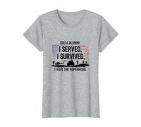DD214 Alumni: I Served, I Survived, I Have The Paperwork T-Shirt, Women, Heather Grey, 3XL