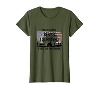 DD214 Alumni: I Served, I Survived, I Have The Paperwork T-Shirt, Women, Olive, 3XL