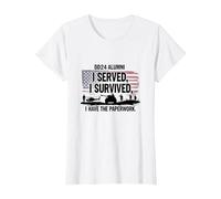 DD214 Alumni: I Served, I Survived, I Have The Paperwork T-Shirt, Women, White, S