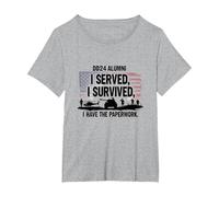DD214 Alumni: I Served, I Survived, I Have The Paperwork T-Shirt, Women's Plus, Heather Grey, 3X
