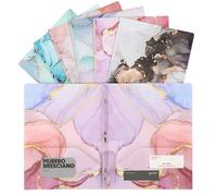 Ddaowanx Folders with Pockets and Prongs, 6 Pack 2 Pocket 3 Prong Cute Marble Style Folder,Plastic Folders for Documents (6)
