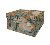 DDB Dutch Design Brand Classic Storage Box with Lid - Storage Boxes - FSC Certified Recyclable Cardboard (Size: 15.3" x 12.5" x 8.3") (Cockatoo and Pomegranate)