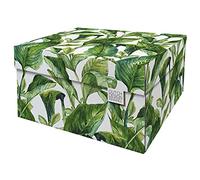 DDB Dutch Design Brand Classic Storage Box with Lid - Storage Boxes - FSC Certified Recyclable Cardboard (Size: 15.3" x 12.5" x 8.3") (Green Leaves)