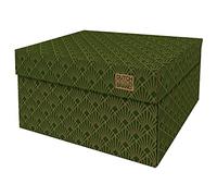 DDB Dutch Design Brand Classic Storage Box with Lid - Storage Boxes - FSC Certified Recyclable Cardboard (Size: 15.3" x 12.5" x 8.3") (Art Deco Velvet Green)