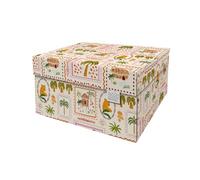 DDB Dutch Design Brand Decorative Storage Boxes with Lids - Size: 38.9 x 31.8 x 21.1 cm - FSC Certified Recyclable Cardboard (Print: Traveler Print)