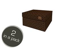 DDB Dutch Design Brand Small Storage Box with Lid - 2 Storage Boxes - FSC Certified Recyclable Cardboard (Size: 27.8 x 20.6 x 14 cm) (Art Deco Night Sky)