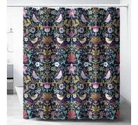 DDCBNS William Morris Floral Shower Curtain,Mid Century Vintage Flower Birds Green Plant Abstract Art Print Shower Curtain for Bathroom Decor Fabric Waterproof Upholstery Hook 72x72in