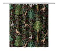 DDCBNS William Morris Style Shower Curtain,Mid Century Vintage Flower Green Garden Abstract Art Print Shower Curtain for Bathroom Decor Fabric Waterproof Upholstery Hook 66x72in