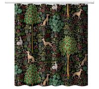 DDCBNS William Morris Style Shower Curtain,Mid Century Vintage Flower Green Garden Abstract Art Print Shower Curtain for Bathroom Decor Fabric Waterproof Upholstery Hook 72x84in