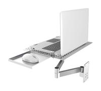 DDCFL Foldable Laptop Wall Mount Bracket, Full Motion Articulating Laptop Holder with Detachable Mouse Tray, Full-Hole Heat Dissipation Design, Ergonomic Space-Saving for Office Workstation