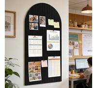 ddckj 120x60cm Large Cork Board 0.9cm Thick Felt Bulletin Board with 50 Push Pins and Adhesive Sticker, Felt Wall Tiles Office Kitchen School for Photos Memos, Black