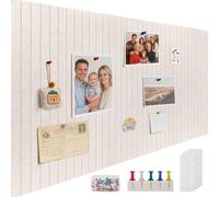 ddckj 120x90cm Large Cork Board 0.9cm Thick Felt Bulletin Board with 100 Push Pins and Adhesive Sticker, Felt Wall Tiles Office Kitchen School for Photos Memos, Light Camel