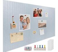 ddckj 120x90cm Large Cork Board 0.9cm Thick Felt Bulletin Board with 100 Push Pins and Adhesive Sticker, Felt Wall Tiles Office Kitchen School for Photos Memos, Moonlight Gray