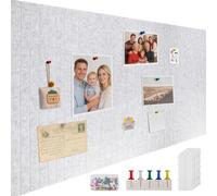 ddckj 120x90cm Large Cork Board 0.9cm Thick Felt Bulletin Board with 100 Push Pins and Adhesive Sticker, Felt Wall Tiles Office Kitchen School for Photos Memos, Light Gray