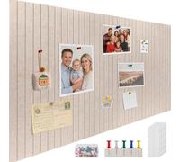 ddckj 120x90cm Large Cork Board 0.9cm Thick Felt Bulletin Board with 100 Push Pins and Adhesive Sticker, Felt Wall Tiles Office Kitchen School for Photos Memos, Dark Camel