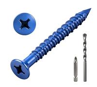 ddckj 55Pcs Concrete Screws M6.5 x 45mm Masonry Screws for Brick Wall | Blue Flat Head Brick Screws Self Drilling Conical Diamond Tip Cement Block Wood Installation with Screwdriver Drill Bit