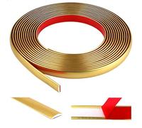 ddckj 6M Tile Edging Trim Flexible PVC Self Adhesive Gold Trim Peel and Stick Beading for Mirror Window Frames Cabinet Ceiling (W:1 cm, T:0.3 cm)