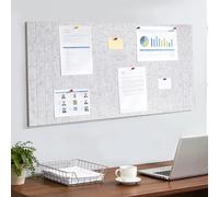 ddckj 80x40cm Bulletin Board 0.9cm Thick Decorative Felt Pin Board with 45 Push Pins and Adhesive Sticker, Felt Wall Tiles for Home Office Kitchen School for Photos Memos, Light Gray