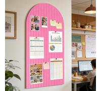 ddckj 80x40cm Bulletin Board 0.9cm Thick Decorative Felt Pin Board with 45 Push Pins and Adhesive Sticker, Felt Wall Tiles for Home Office Kitchen School for Photos Memos, Pink