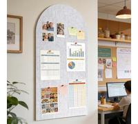 ddckj 80x40cm Bulletin Board 0.9cm Thick Decorative Felt Pin Board with 45 Push Pins and Adhesive Sticker, Felt Wall Tiles for Home Office Kitchen School for Photos Memos, Light Gray