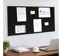 ddckj 80x40cm Bulletin Board 0.9cm Thick Decorative Felt Pin Board with 45 Push Pins and Adhesive Sticker, Felt Wall Tiles for Home Office Kitchen School for Photos Memos, Black