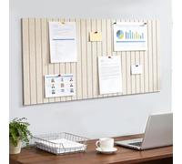 ddckj 80x40cm Bulletin Board 0.9cm Thick Decorative Felt Pin Board with 45 Push Pins and Adhesive Sticker, Felt Wall Tiles for Home Office Kitchen School for Photos Memos, Light Camel