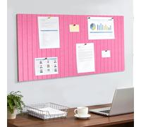 ddckj 80x40cm Bulletin Board 0.9cm Thick Decorative Felt Pin Board with 45 Push Pins and Adhesive Sticker, Felt Wall Tiles for Home Office Kitchen School for Photos Memos, Pink