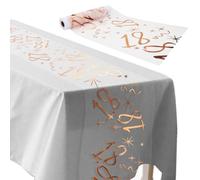 ddckj Happy Birthday Table Runner 28 cm x 10 m 18th Birthday Table Cloth Rose Gold Table Decorations for Men and Women Anniversary Celebrations Banquets Parties