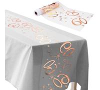 ddckj Happy Birthday Table Runner 28 cm x 10 m 60th Birthday Table Cloth Rose Gold Table Decorations for Men and Women Anniversary Celebrations Banquets Parties