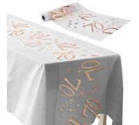 ddckj Happy Birthday Table Runner 28 cm x 10 m 70th Birthday Table Cloth Rose Gold Table Decorations for Men and Women Anniversary Celebrations Banquets Parties