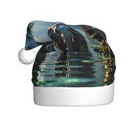 DDCXZPP Asian elephant in the water Pattern Christmas Hat for Adult Soft and Fluffy Brim, Lightweight Comfort